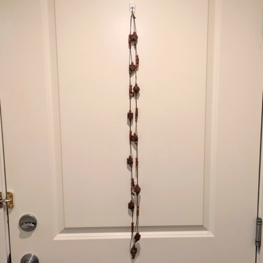 Vintage Boho 68" Super Long Brown and Black Wooden Bead Rope Necklace - Picture 8 of 9